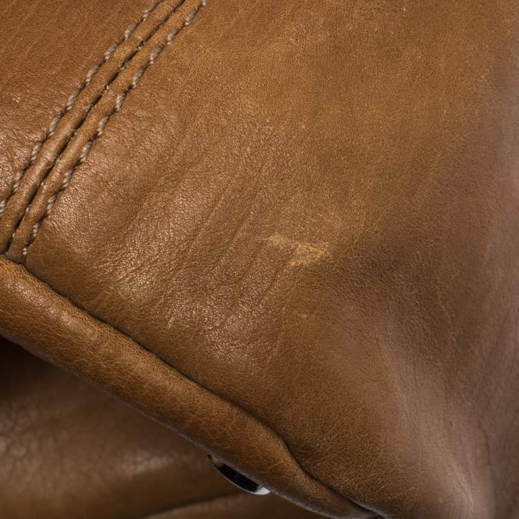 Pre Owned Michael Kors Tan Leather Buckle Strap Convertible Tote