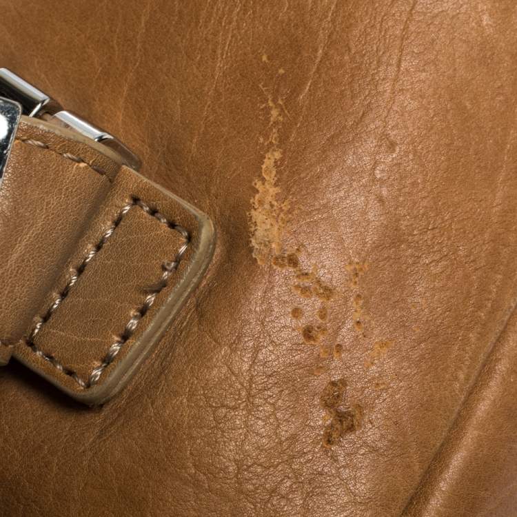 Pre Owned Michael Kors Tan Leather Buckle Strap Convertible Tote