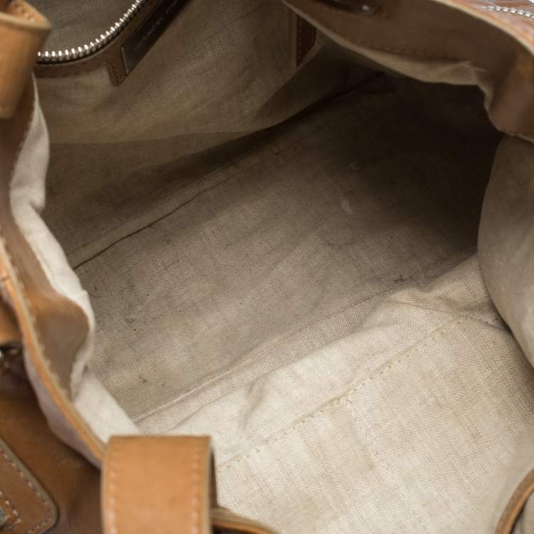 Pre Owned Michael Kors Tan Leather Buckle Strap Convertible Tote