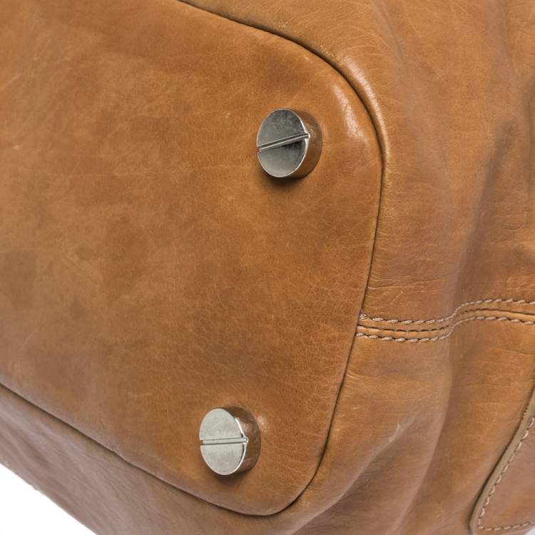 Pre Owned Michael Kors Tan Leather Buckle Strap Convertible Tote
