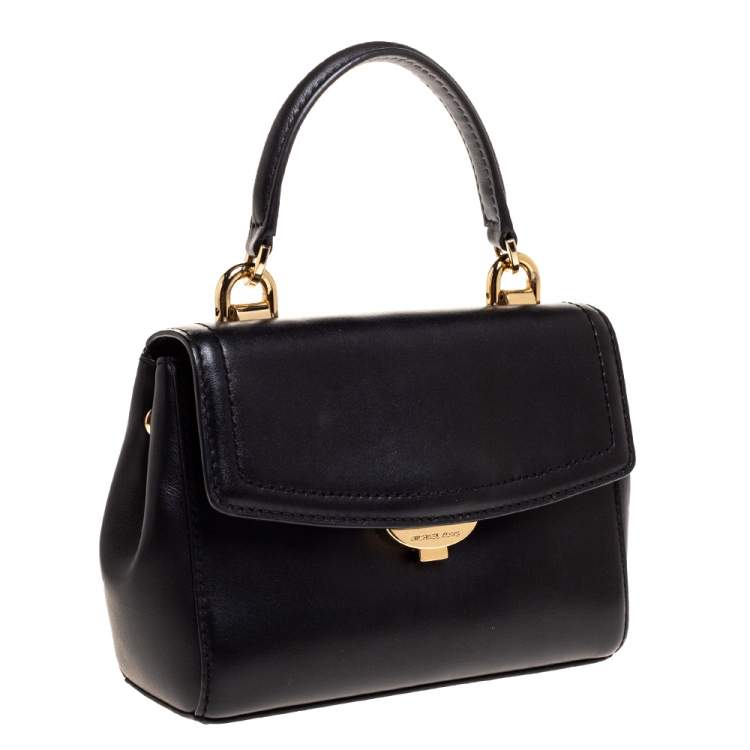 Pre Owned Michael Kors Black Leather Ava Top Handle Bag