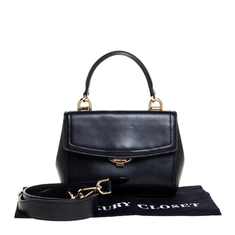 Pre Owned Michael Kors Black Leather Ava Top Handle Bag