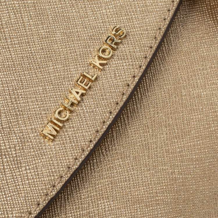Pre Owned Michael Kors Metallic Gold Leather Mini Ava Top Handle Bag