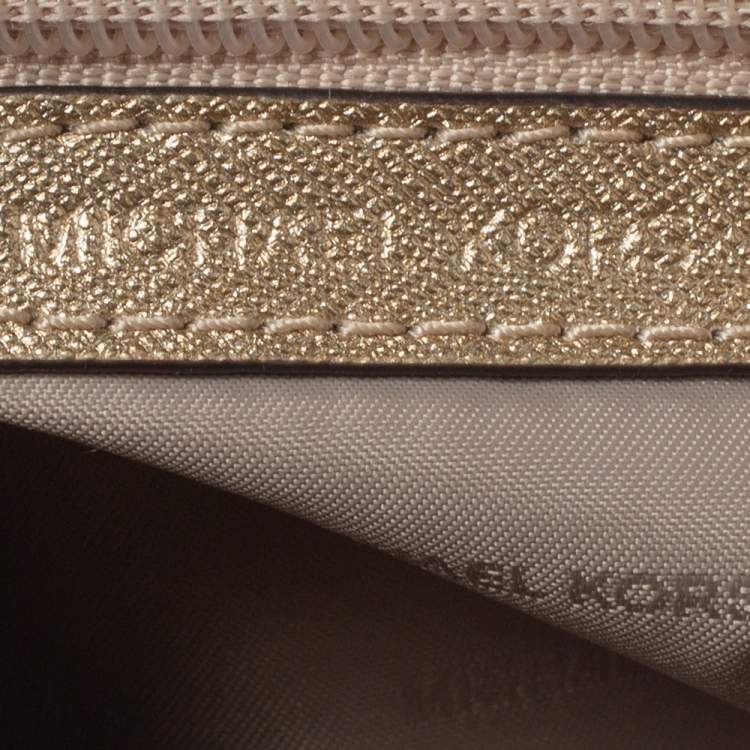 Pre Owned Michael Kors Metallic Gold Leather Mini Ava Top Handle Bag