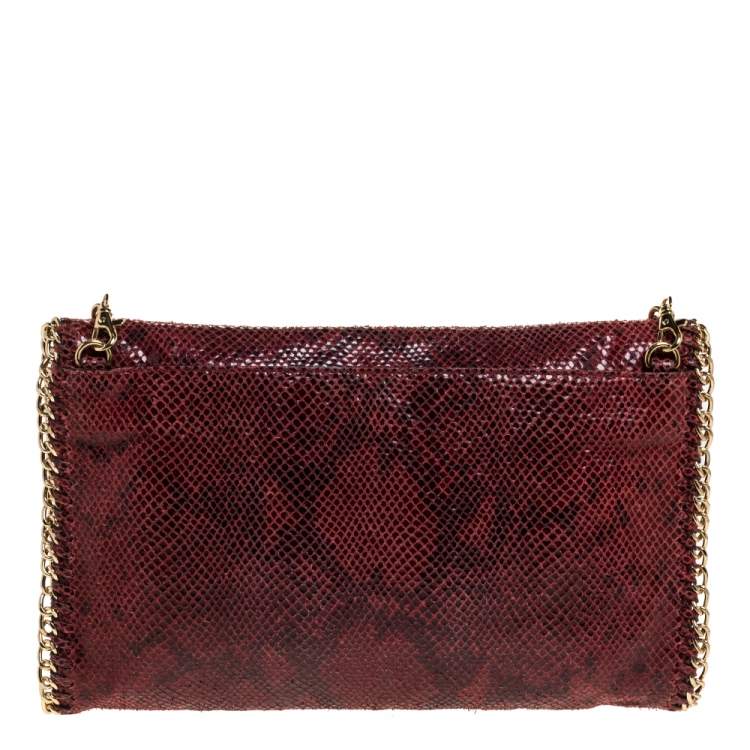 Pre Owned Michael Kors Red Snakeskin Effect Leather Chain Shoulder Bag