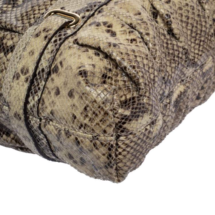 Pre Owned Michael Kors Beige Python Effect Leather Satchel
