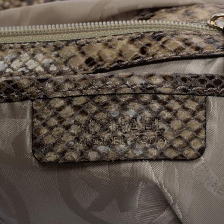 Pre Owned Michael Kors Beige Python Effect Leather Satchel