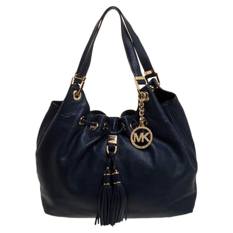 Michael Kors Blue Leather Large Camden Drawstring Shoulder Bag Michael ...