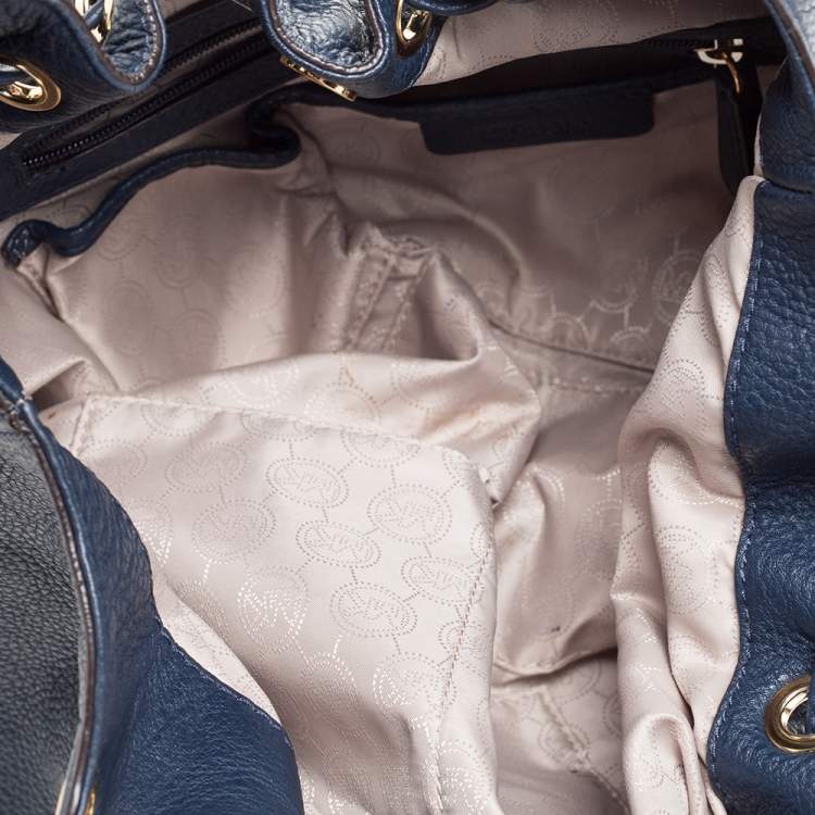 Pre Owned Michael Kors Blue Leather Large Camden Drawstring Shoulder Bag