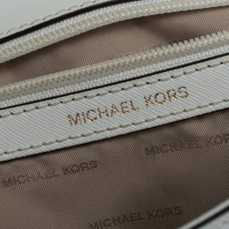 Pre Owned Michael Kors White Leather Small Ava Top Handle Bags