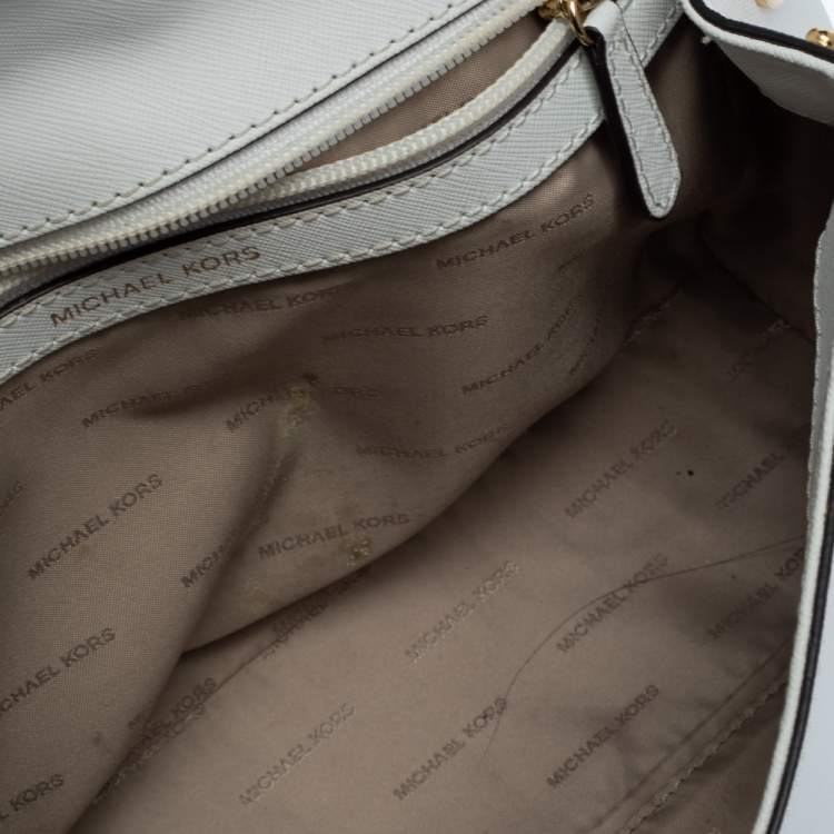 Pre Owned Michael Kors White Leather Small Ava Top Handle Bags