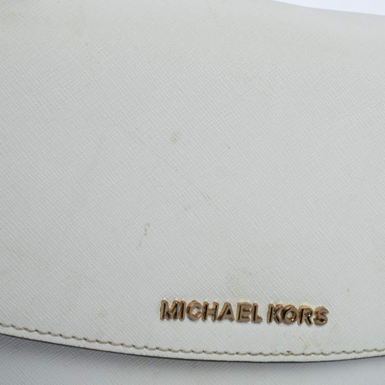 Pre Owned Michael Kors White Leather Small Ava Top Handle Bags