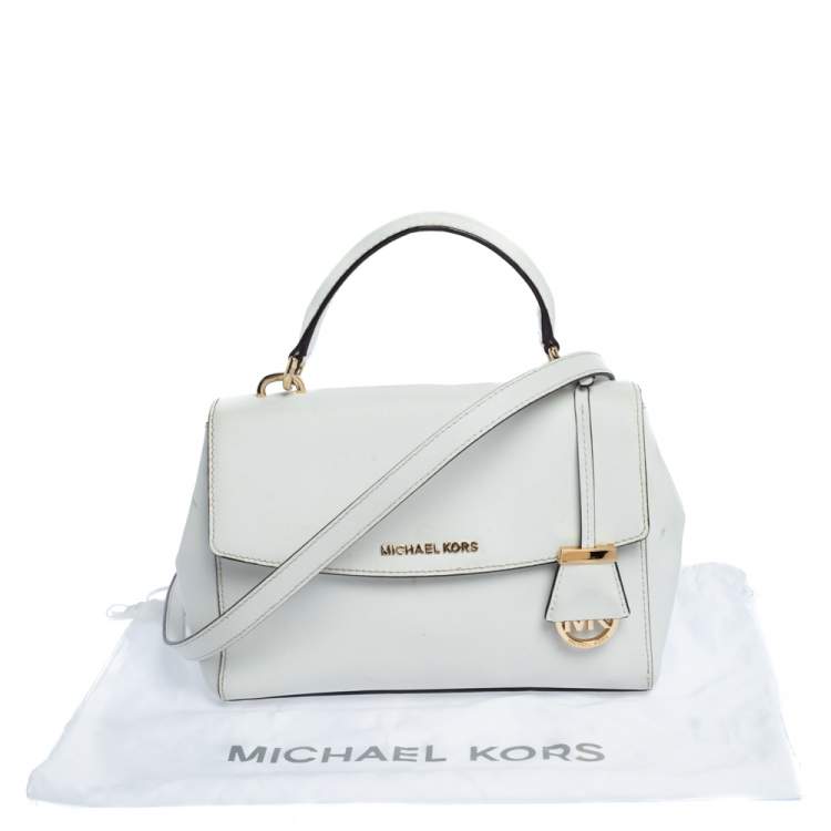 Pre Owned Michael Kors White Leather Small Ava Top Handle Bags