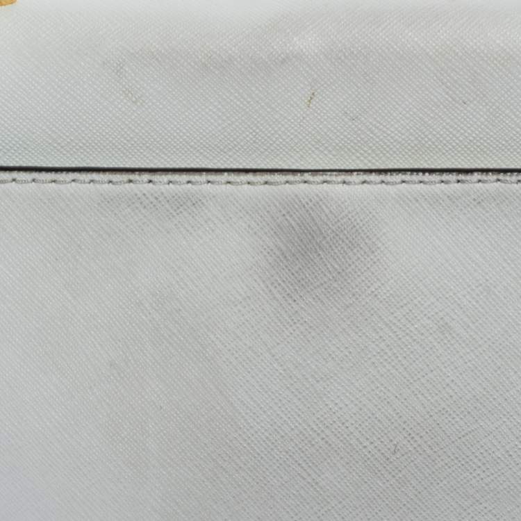 Pre Owned Michael Kors White Leather Small Ava Top Handle Bags