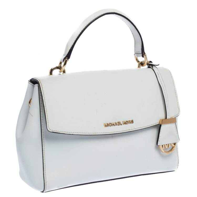 Pre Owned Michael Kors White Leather Small Ava Top Handle Bags