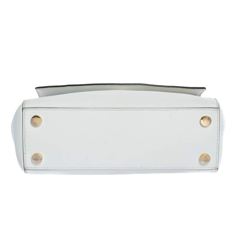 Pre Owned Michael Kors White Leather Small Ava Top Handle Bags