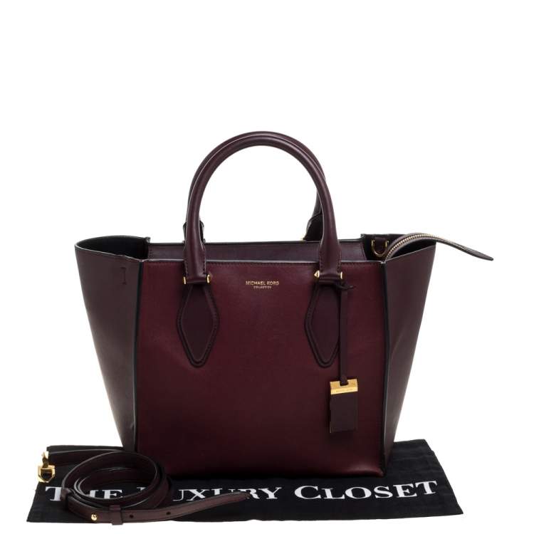 Pre Owned Michael Kors Collection Burgundy Leather Medium Gracie Tote