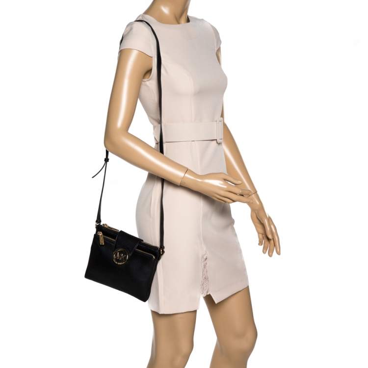 مملوكة مسبقًا Michael Kors Black Leather Fulton Crossbody Bag