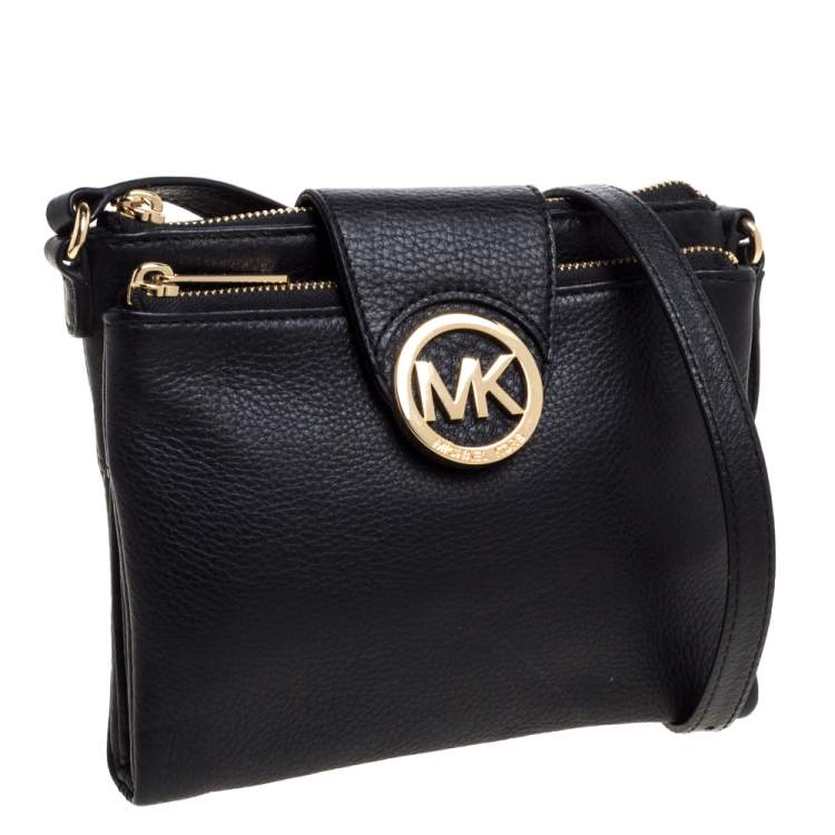 مملوكة مسبقًا Michael Kors Black Leather Fulton Crossbody Bag