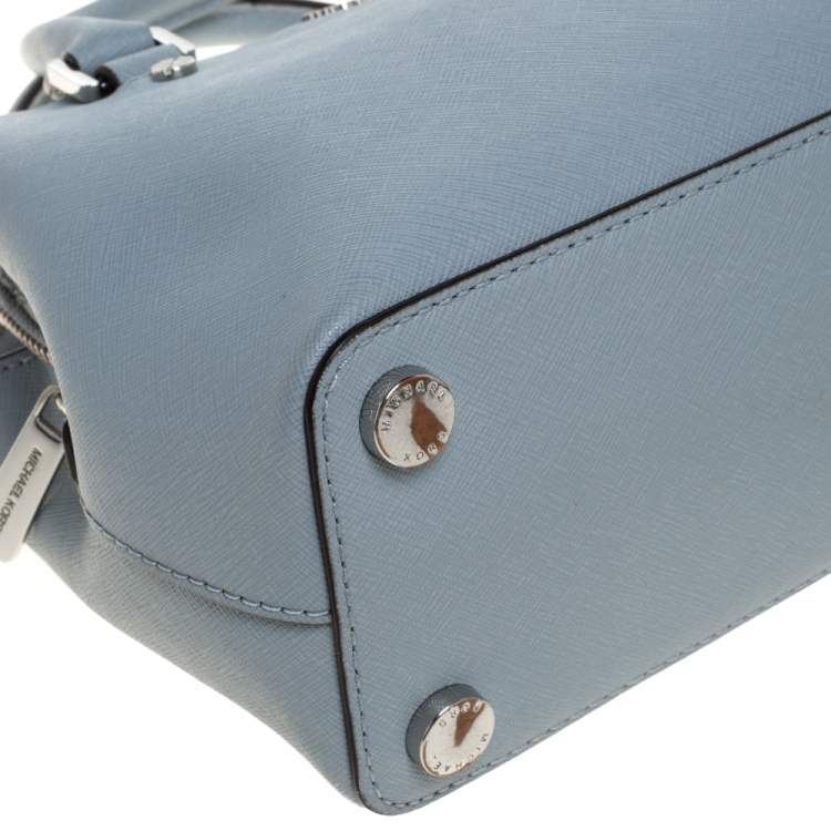 Pre Owned Michael Kors Powder Blue Saffiano Leather Small Savannah Satchel