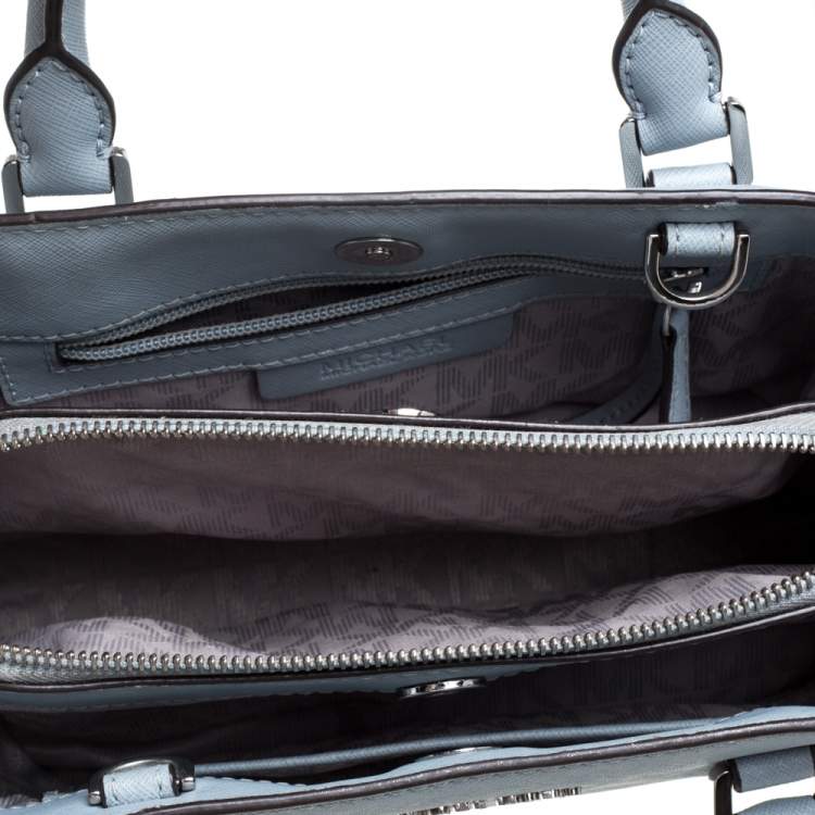 Pre Owned Michael Kors Powder Blue Saffiano Leather Small Savannah Satchel