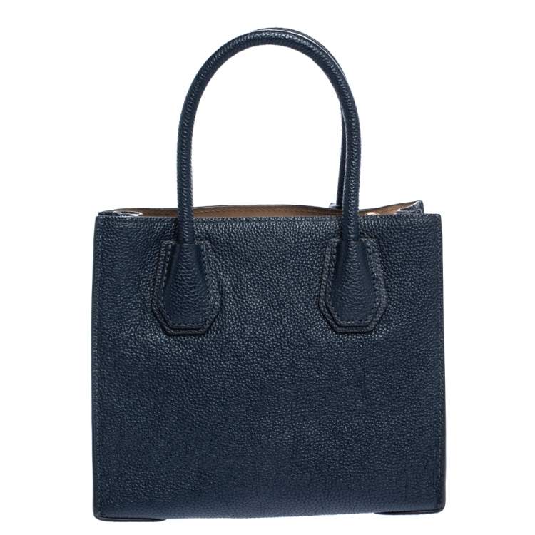 Pre Owned Michael Kors Navy Blue Leather Mini Mercer Tote