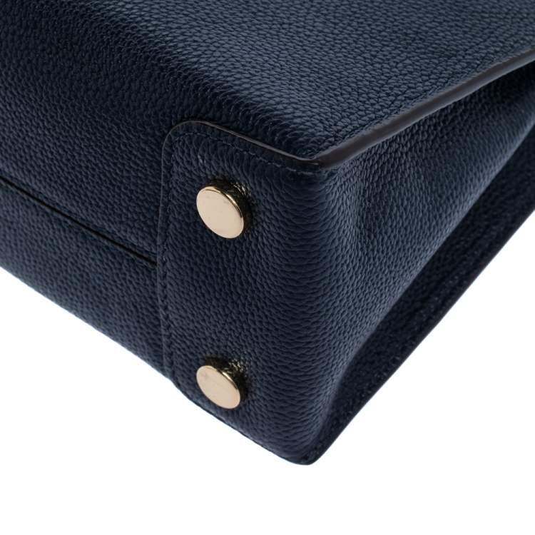 Pre Owned Michael Kors Navy Blue Leather Mini Mercer Tote