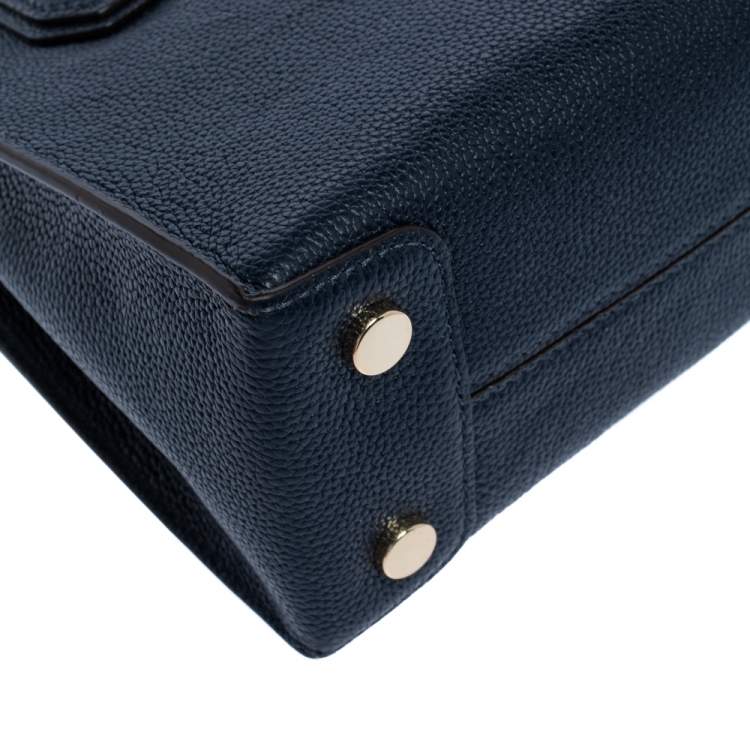 Pre Owned Michael Kors Navy Blue Leather Mini Mercer Tote