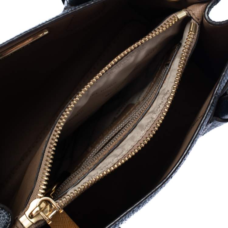 Pre Owned Michael Kors Navy Blue Leather Mini Mercer Tote