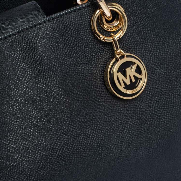 Pre Owned MICHAEL Michael Kors Black Leather Medium Cynthia Tote