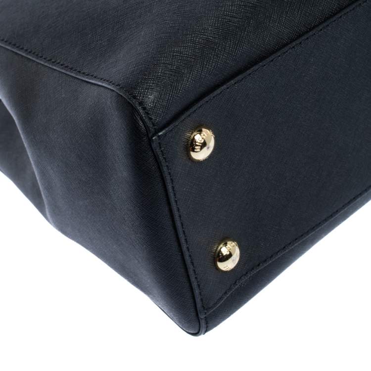 Pre Owned MICHAEL Michael Kors Black Leather Medium Cynthia Tote