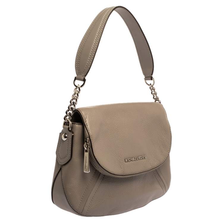 Pre Owned Michael Kors Ash Grey Leather Medium Aria Flap Shoulder Bag