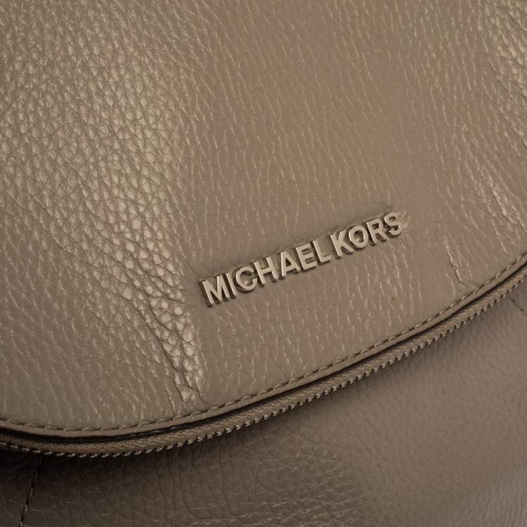 Pre Owned Michael Kors Ash Grey Leather Medium Aria Flap Shoulder Bag