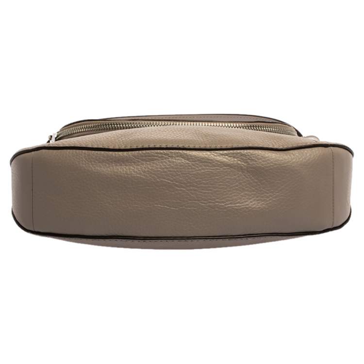 Pre Owned Michael Kors Ash Grey Leather Medium Aria Flap Shoulder Bag