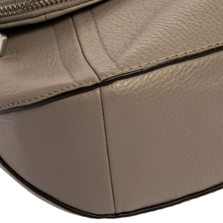 Pre Owned Michael Kors Ash Grey Leather Medium Aria Flap Shoulder Bag