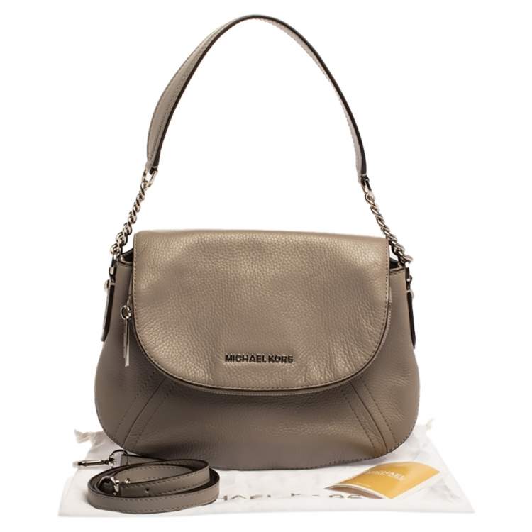 Pre Owned Michael Kors Ash Grey Leather Medium Aria Flap Shoulder Bag