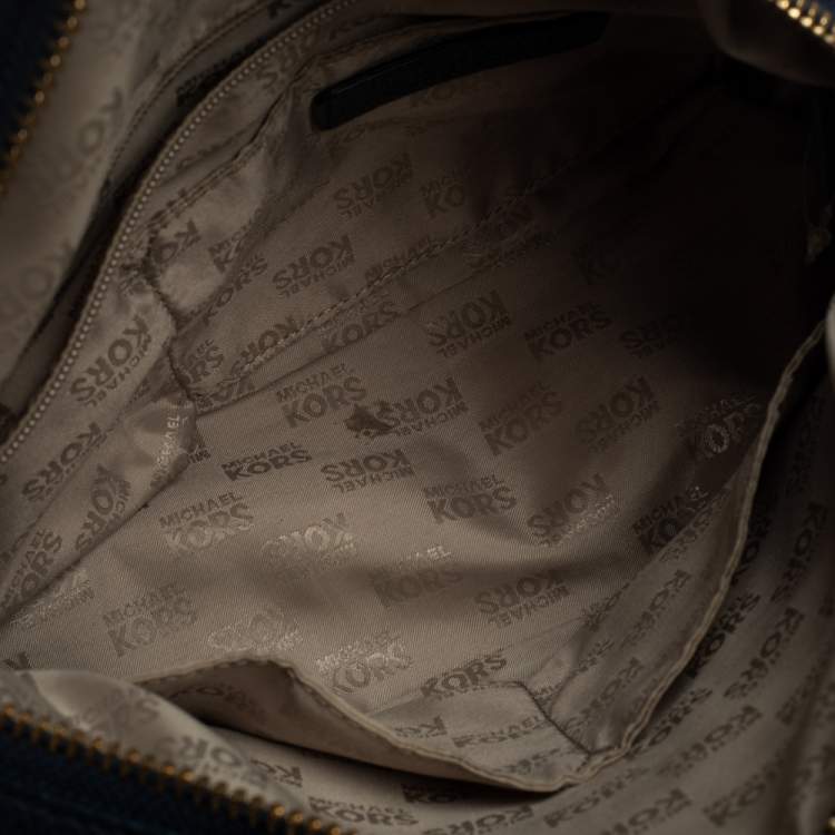 Pre Owned Michael Michael Kors Dark Blue Leather Bedford Satchel