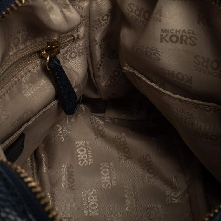 Pre Owned Michael Michael Kors Dark Blue Leather Bedford Satchel