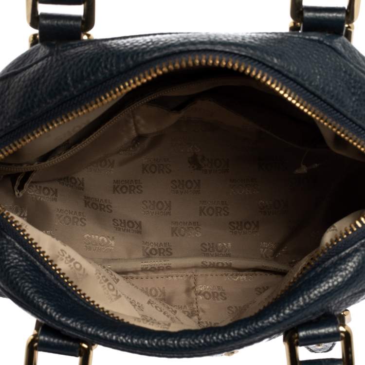 Pre Owned Michael Michael Kors Dark Blue Leather Bedford Satchel