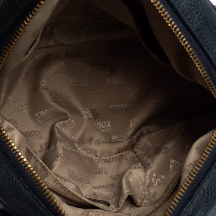 Pre Owned Michael Michael Kors Dark Blue Leather Bedford Satchel