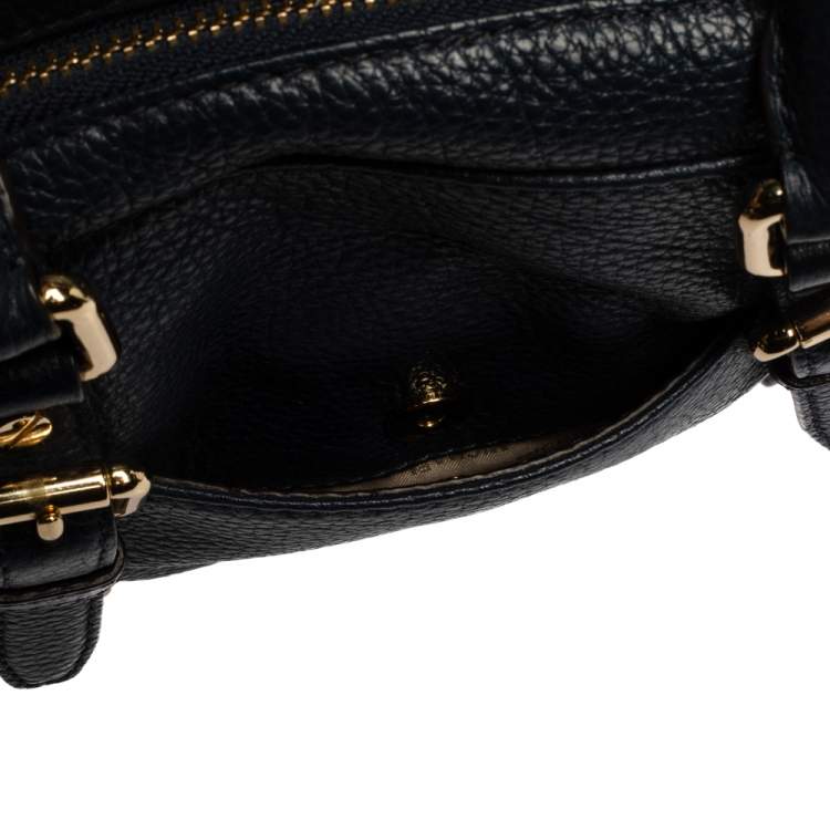 Pre Owned Michael Michael Kors Dark Blue Leather Bedford Satchel