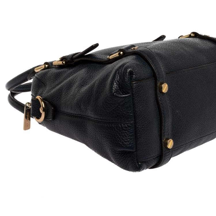 Pre Owned Michael Michael Kors Dark Blue Leather Bedford Satchel