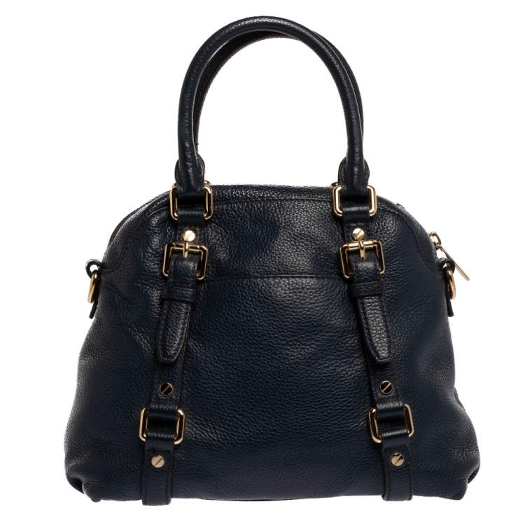 Pre Owned Michael Michael Kors Dark Blue Leather Bedford Satchel