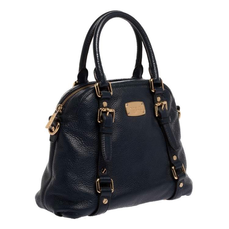 Pre Owned Michael Michael Kors Dark Blue Leather Bedford Satchel