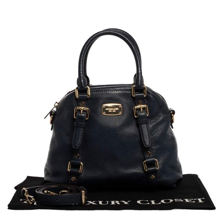 Pre Owned Michael Michael Kors Dark Blue Leather Bedford Satchel