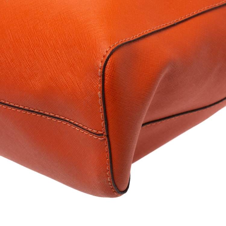 Pre Owned MICHAEL Michael Kors Orange Leather Large Jet Set Travel Tote