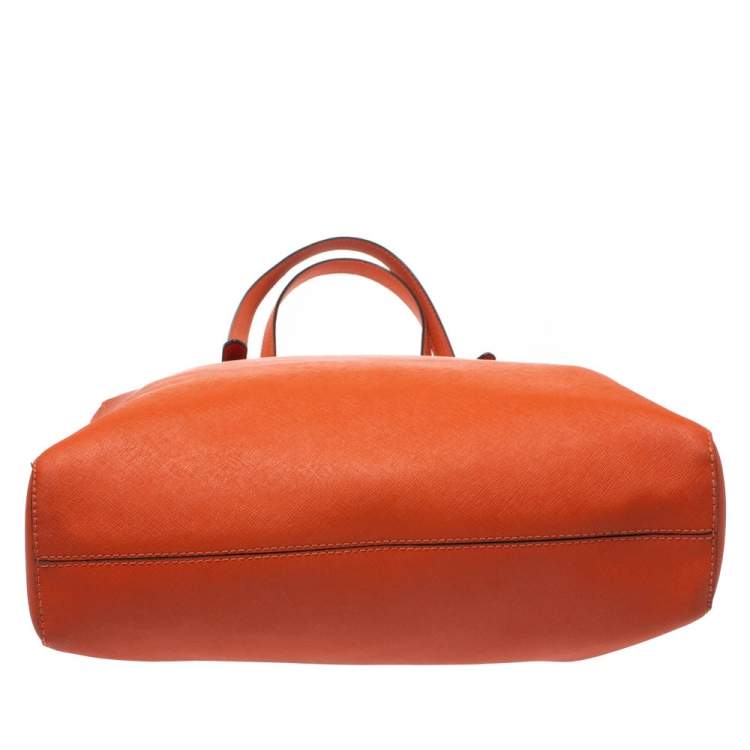 Pre Owned MICHAEL Michael Kors Orange Leather Large Jet Set Travel Tote