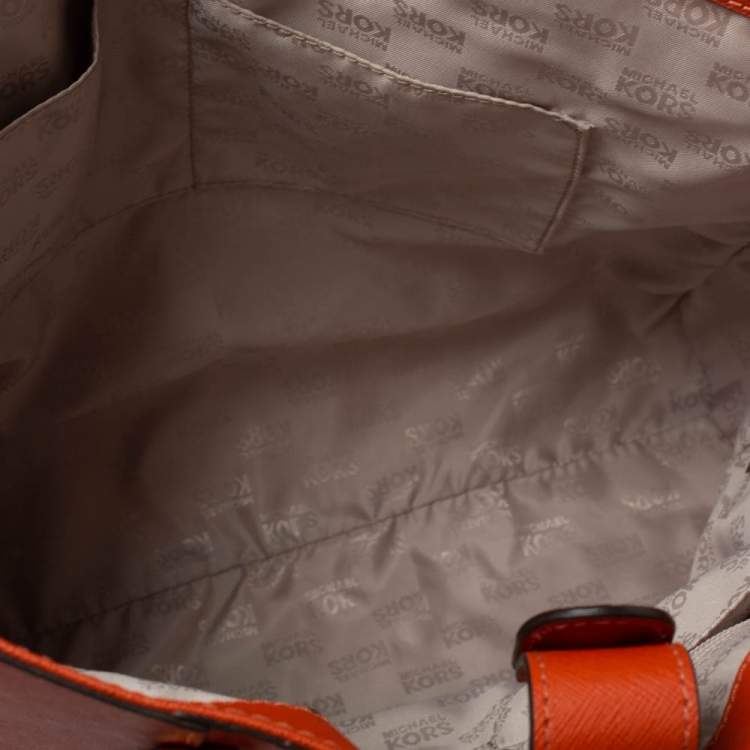 Pre Owned MICHAEL Michael Kors Orange Leather Large Jet Set Travel Tote
