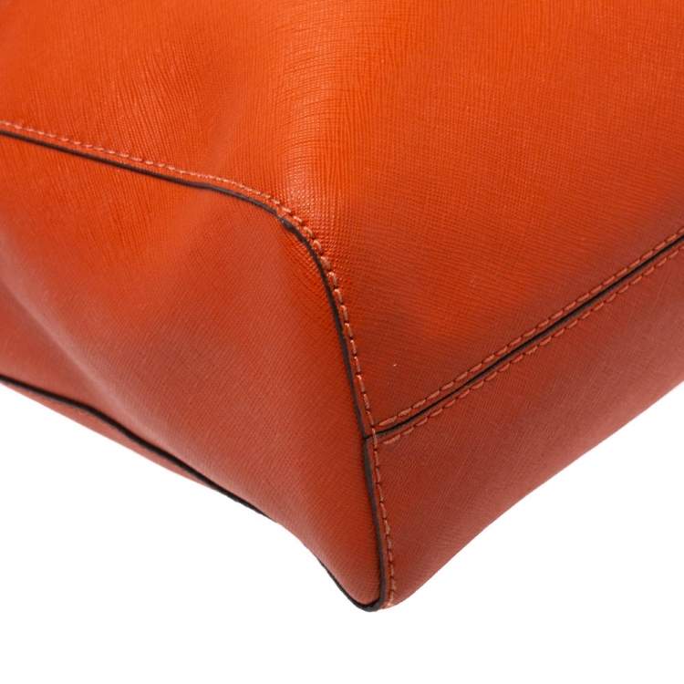 Pre Owned MICHAEL Michael Kors Orange Leather Large Jet Set Travel Tote