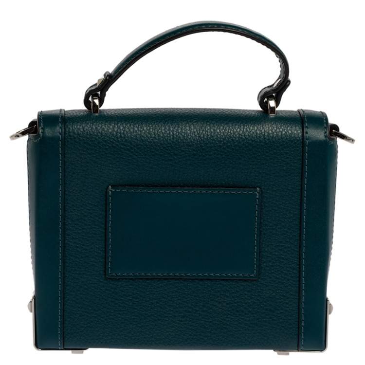 Pre Owned Michael Kors Dark Teal Leather Small Jayne Top Handle Bag